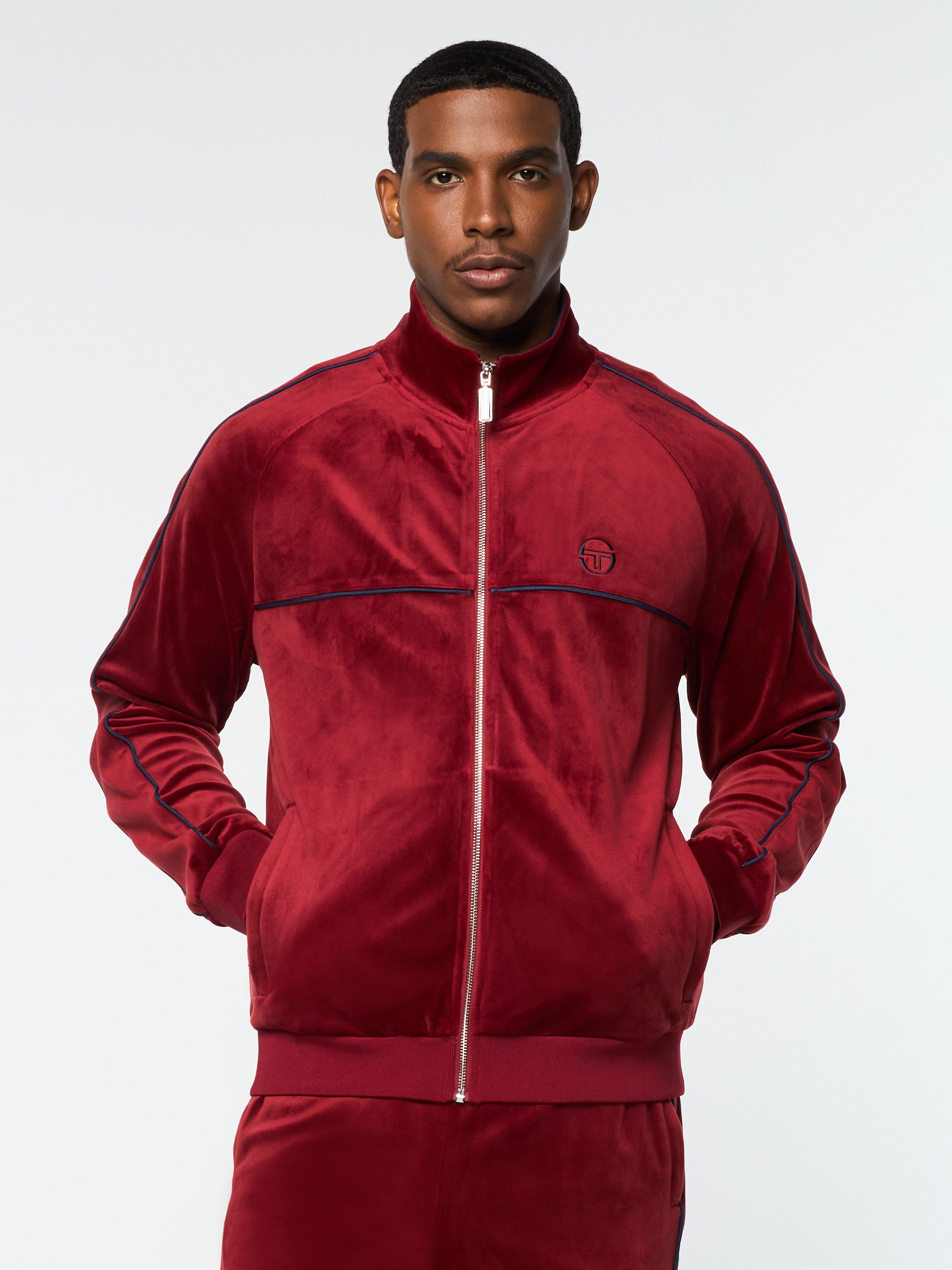 Lioni Velour Track Jacket- Sun Dried Tomato