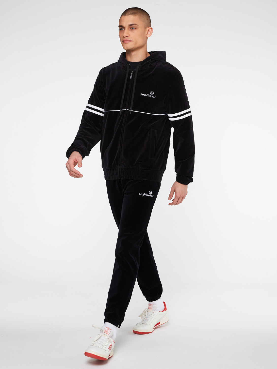 Scopeto Full-Zip Velour Hoodie-Black – Sergio Tacchini