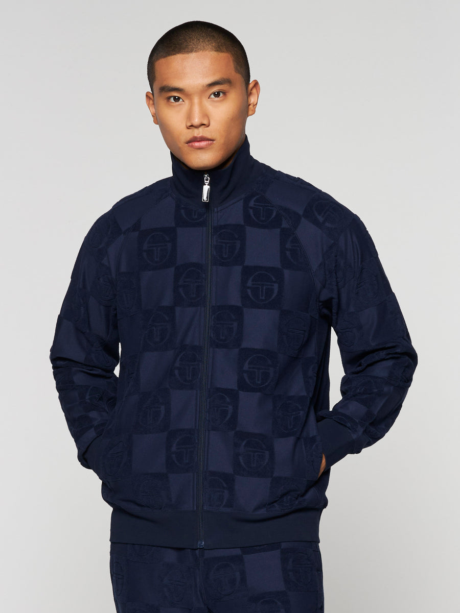 Louis Vuitton Blue Monogram Pattern Velvet Zip Front Jacket L Louis Vuitton