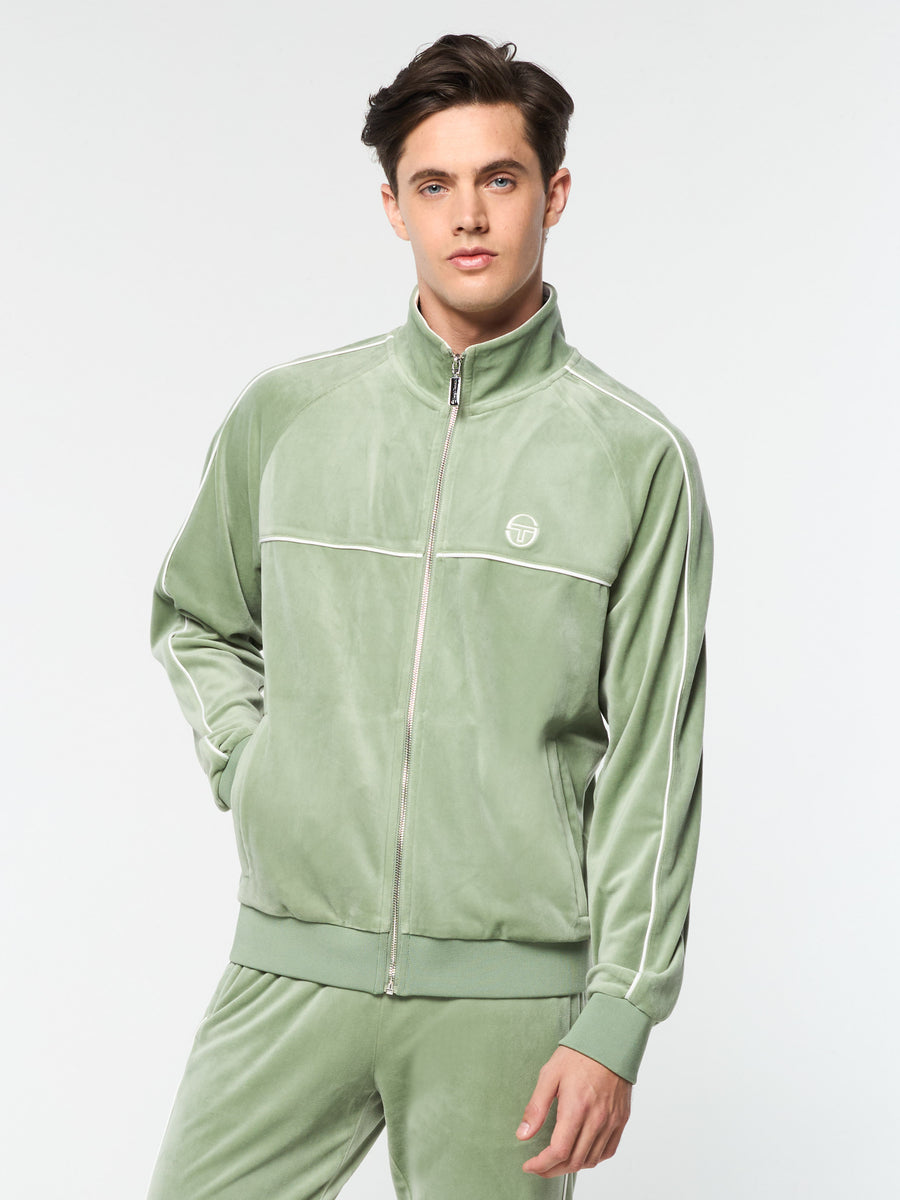 Lioni Velour Track Jacket- Hedge Green