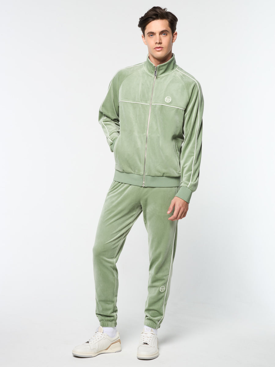 Lioni Velour Track Jacket- Hedge Green