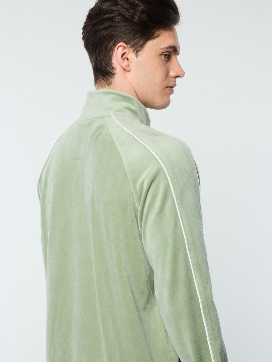 Lioni Velour Track Jacket- Hedge Green