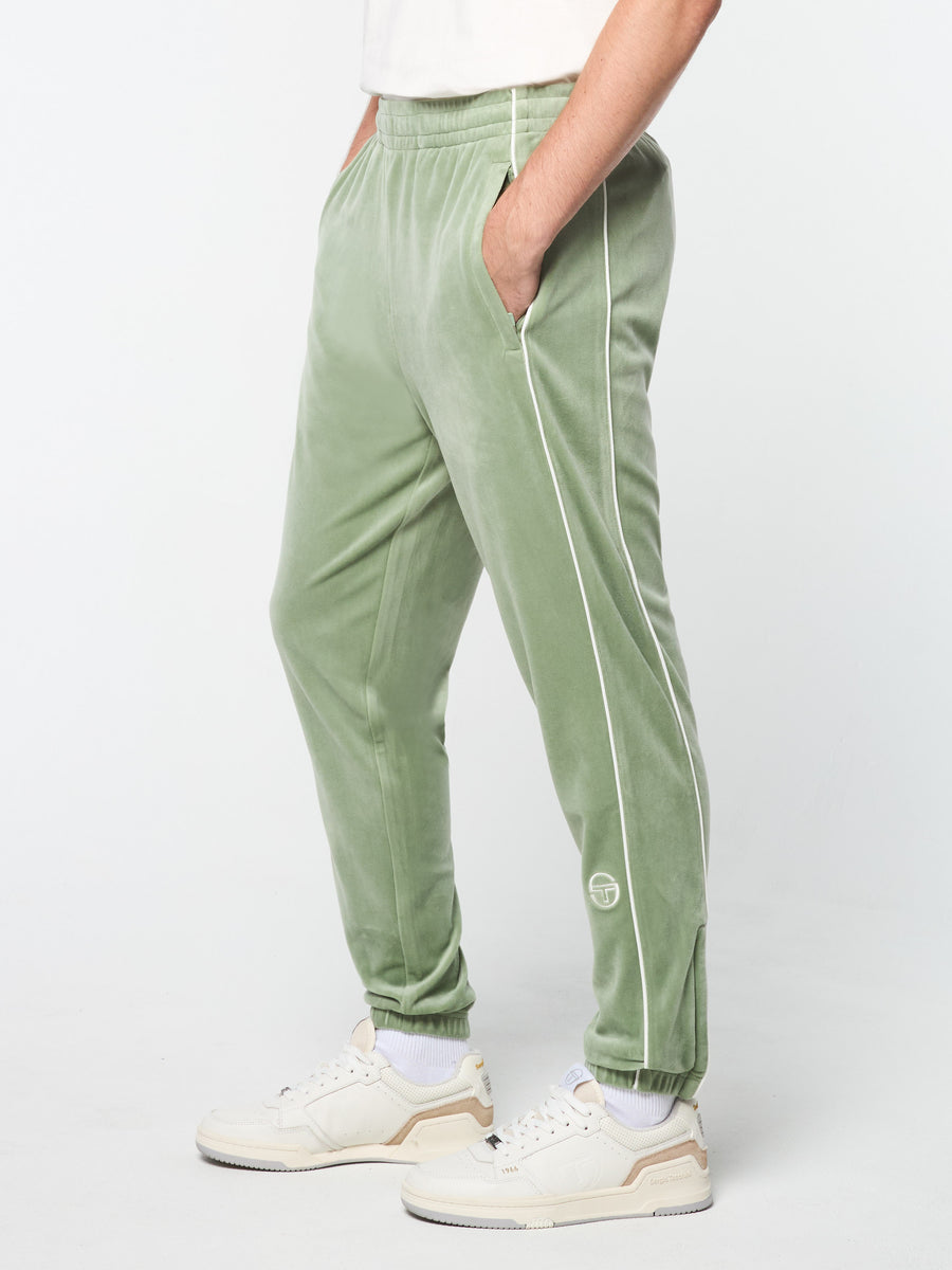 Lioni Velour Track Pant- Hedge Green