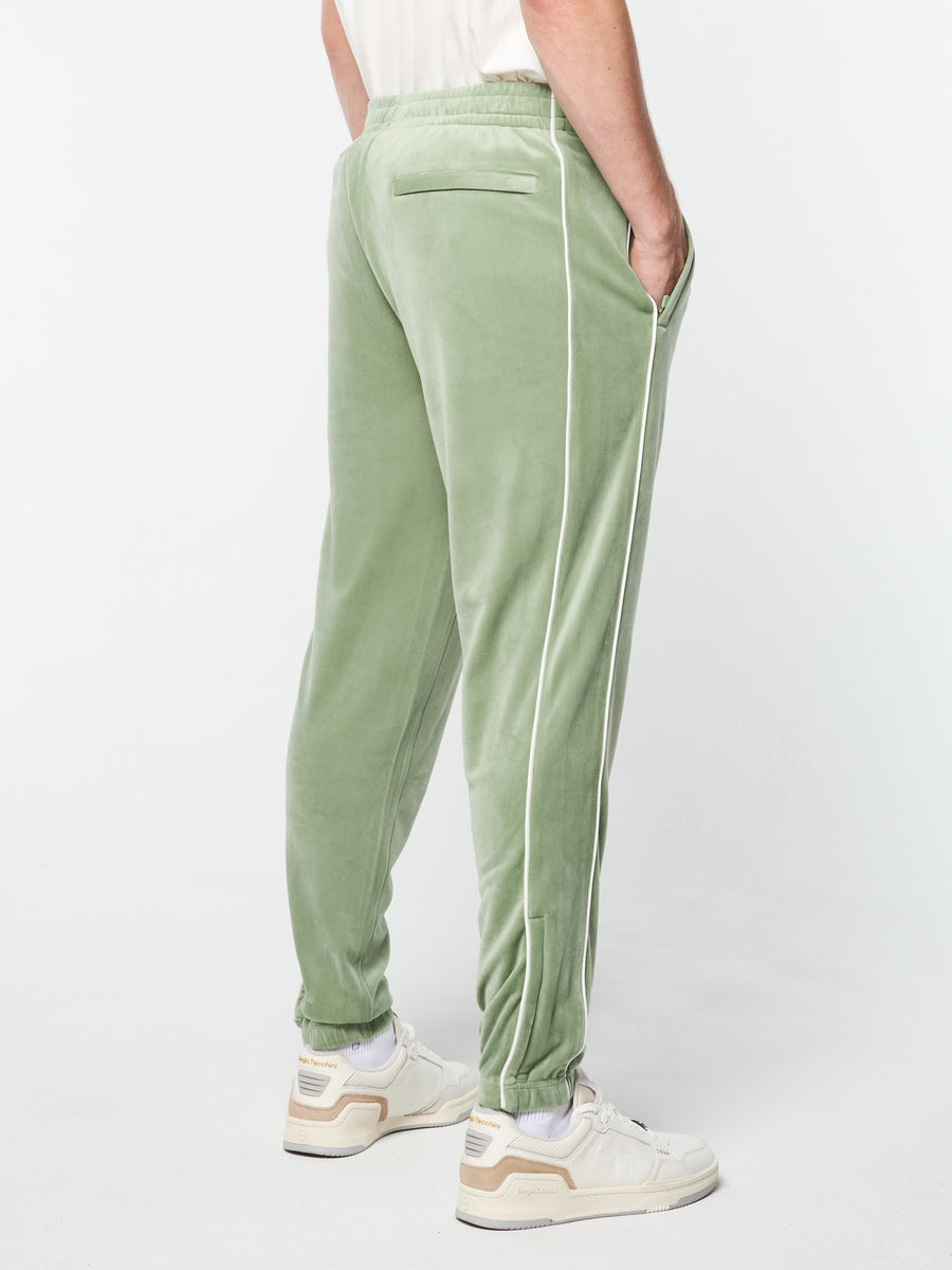 Lioni Velour Track Pant- Hedge Green