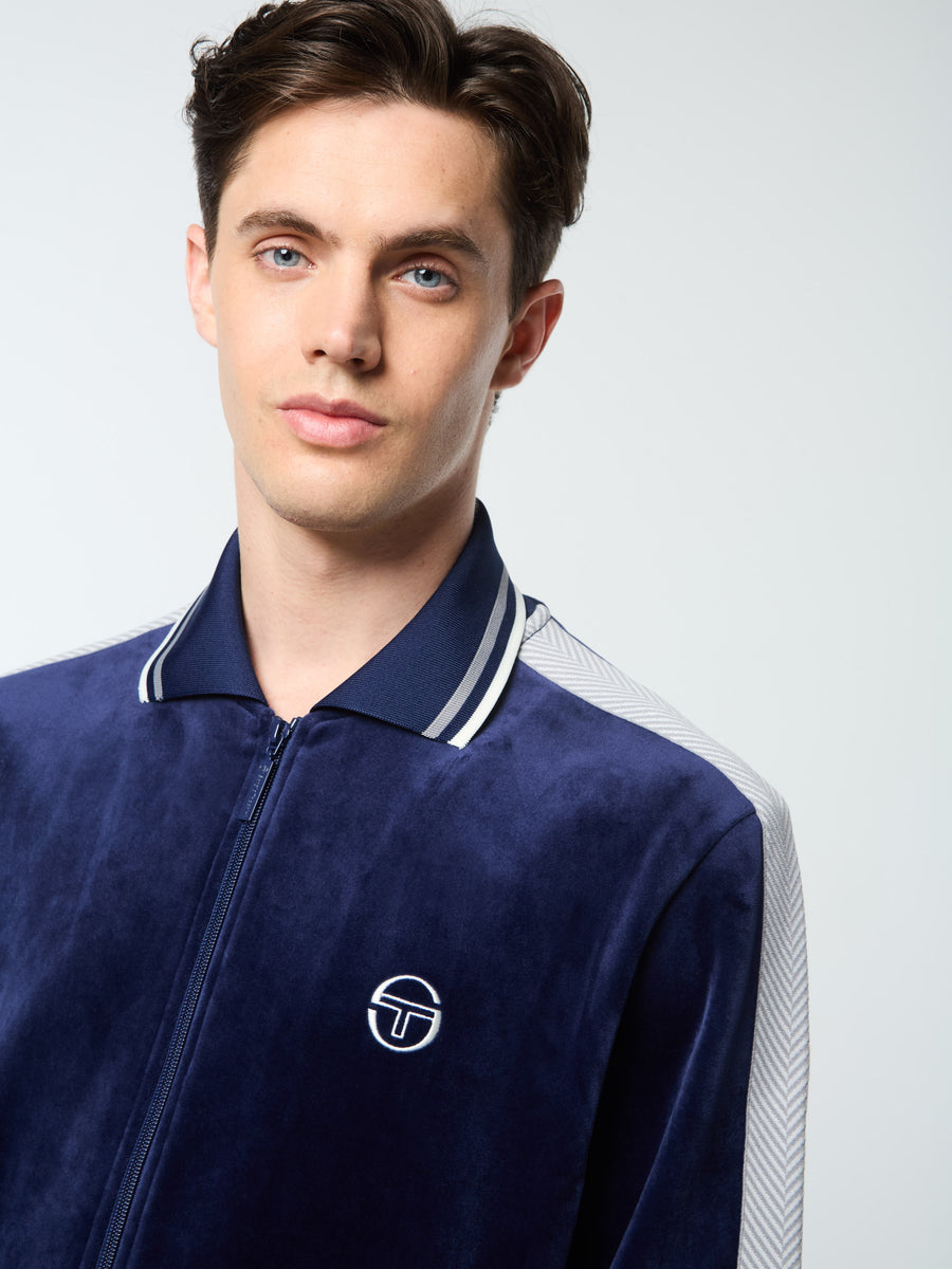 Maglia Velour Track Jacket- Maritime Blue