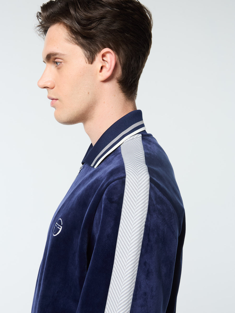 Maglia Velour Track Jacket- Maritime Blue