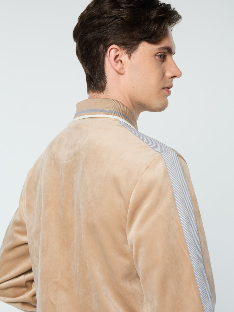 Maglia Velour Track Jacket- Humus