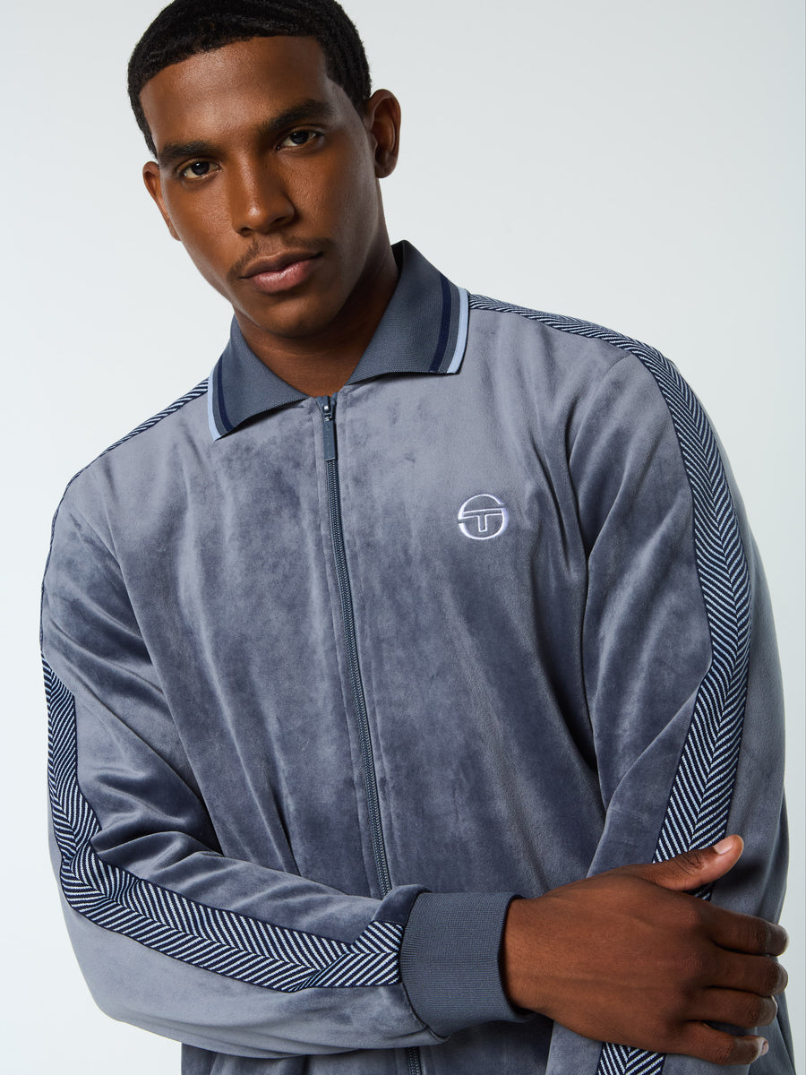 Maglia Velour Track Jacket- Grisaille