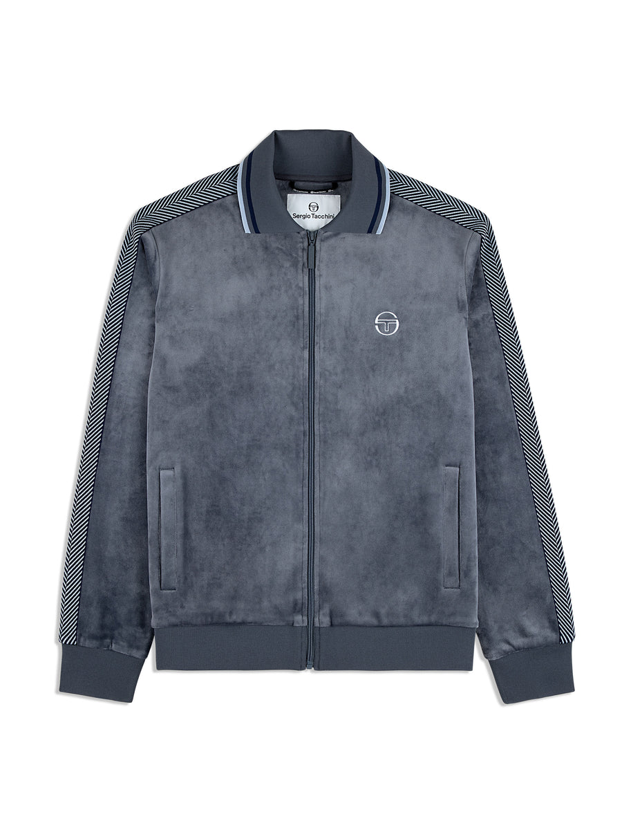 Maglia Velour Track Jacket- Grisaille