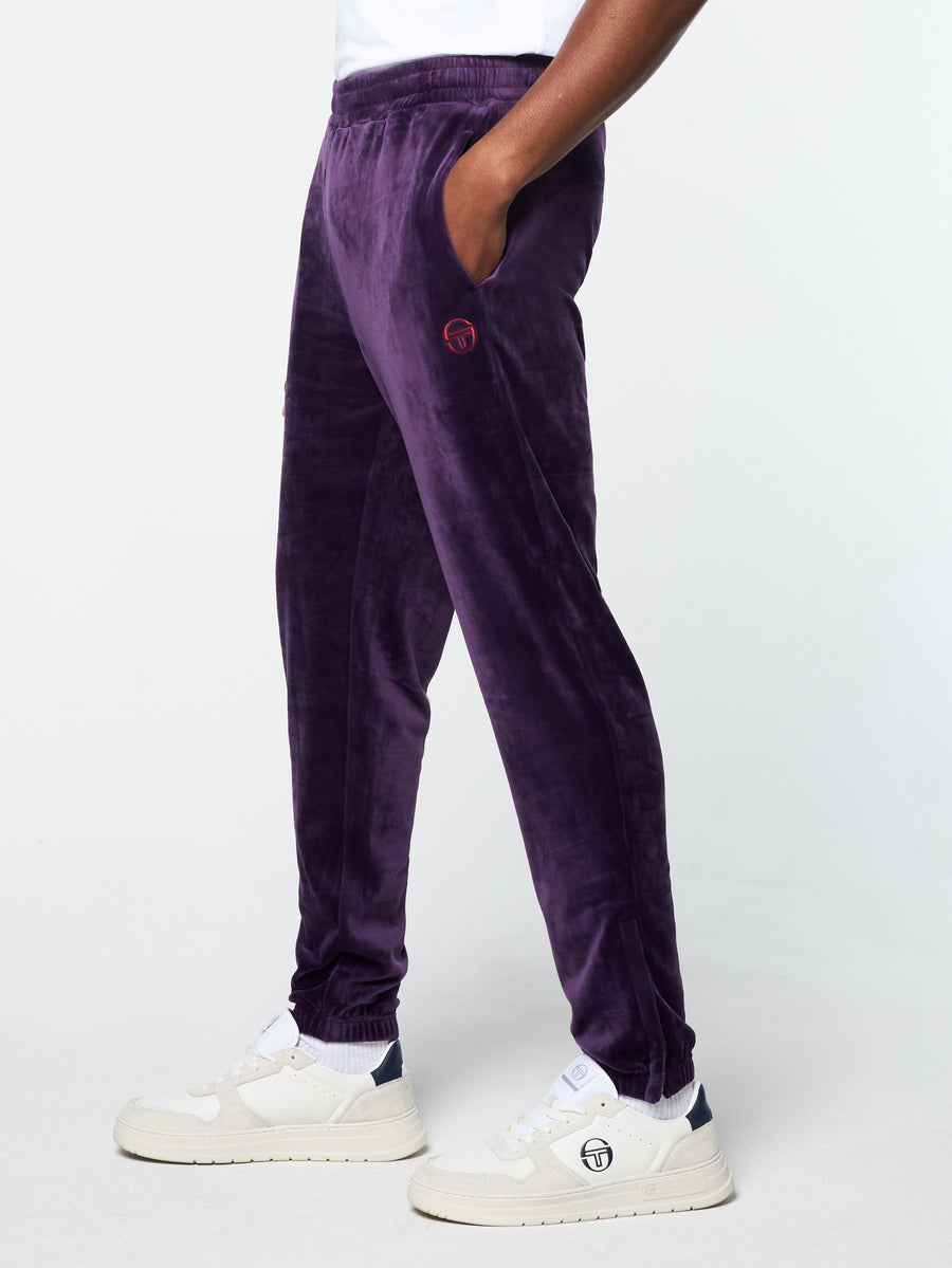 Ostuni Velour Track Pant- Blackberry Cordial