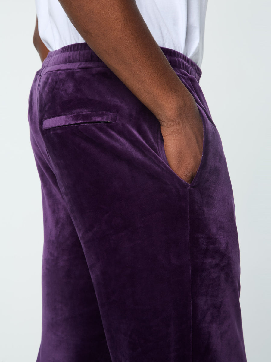 Ostuni Velour Track Pant- Blackberry Cordial