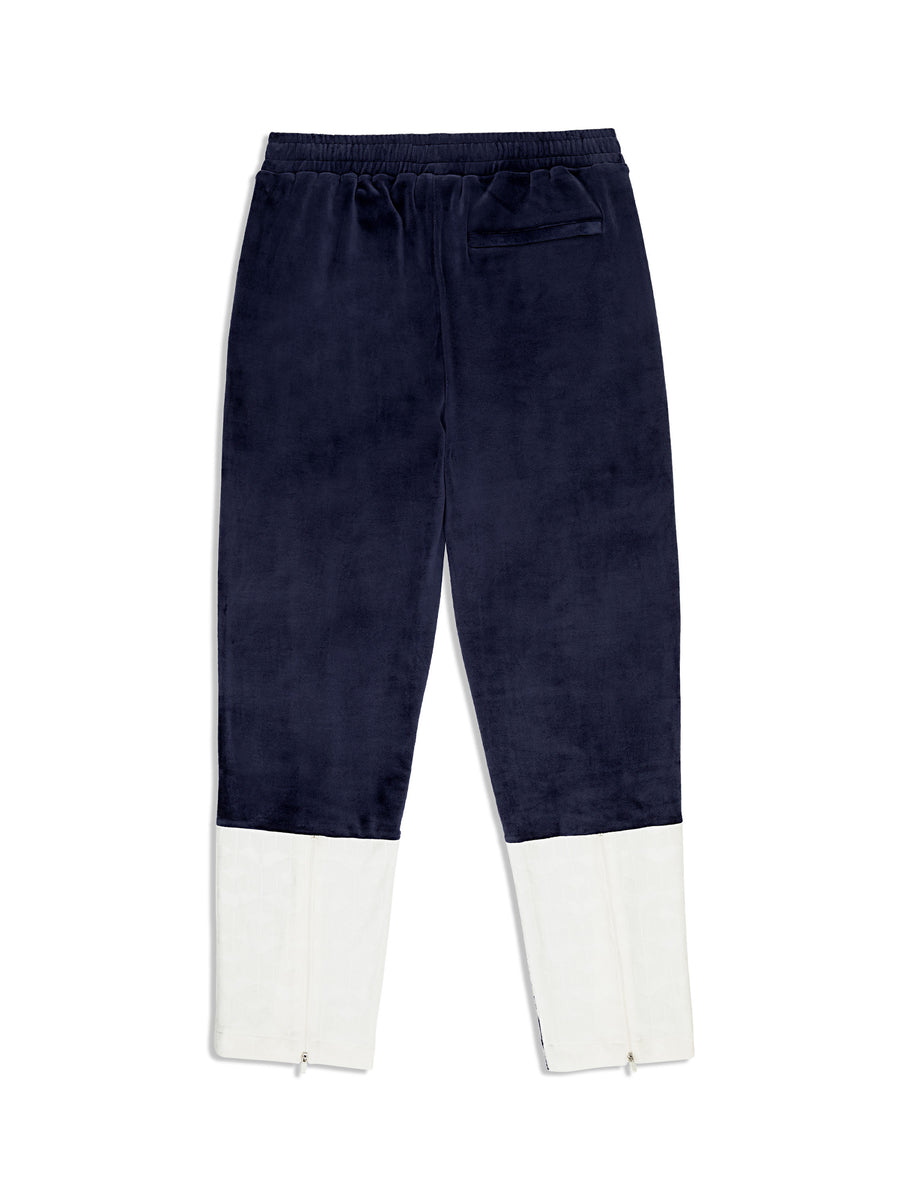 Foggia Velour Debossed Track Pant- Maritime Blue