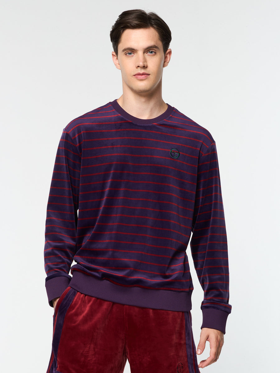 Foggia Velour Crewneck- Blackberry Cordial