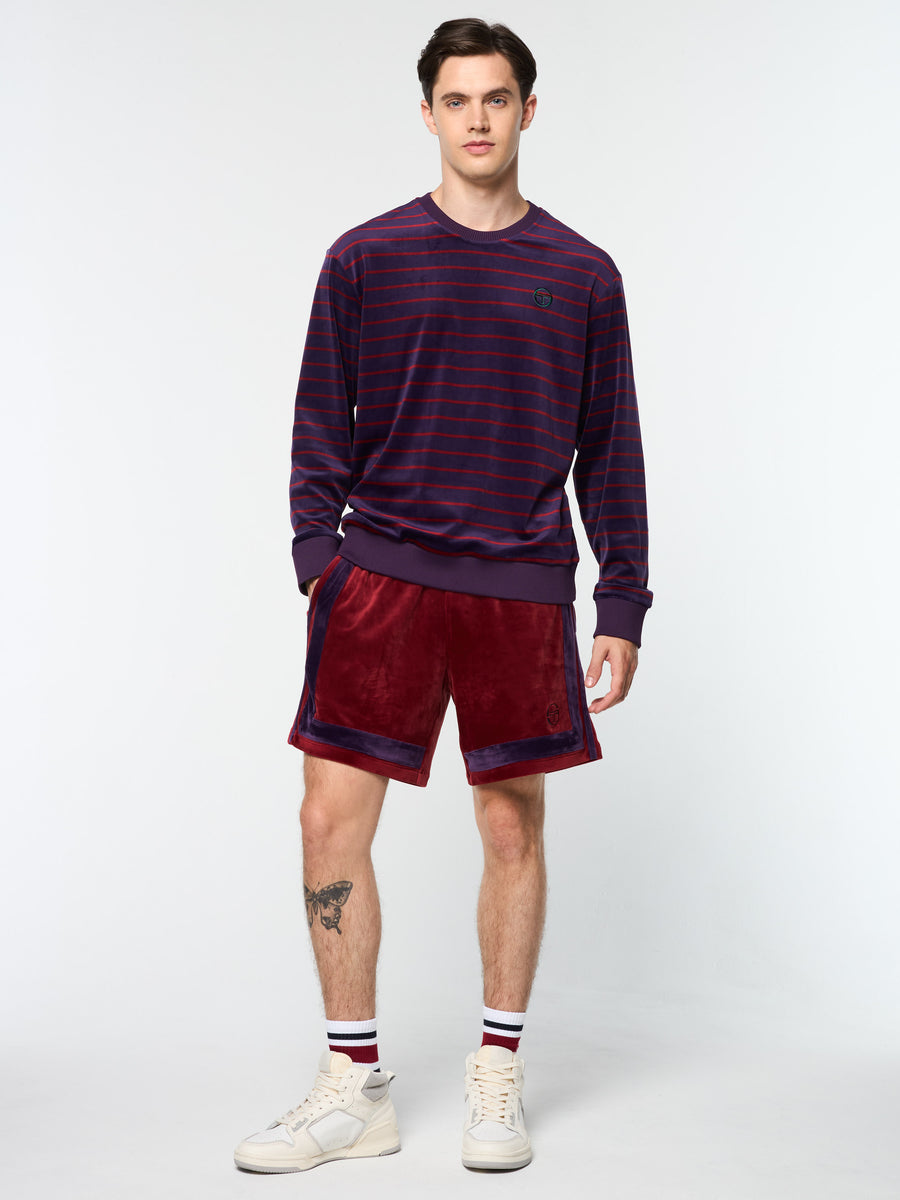 Foggia Velour Crewneck- Blackberry Cordial