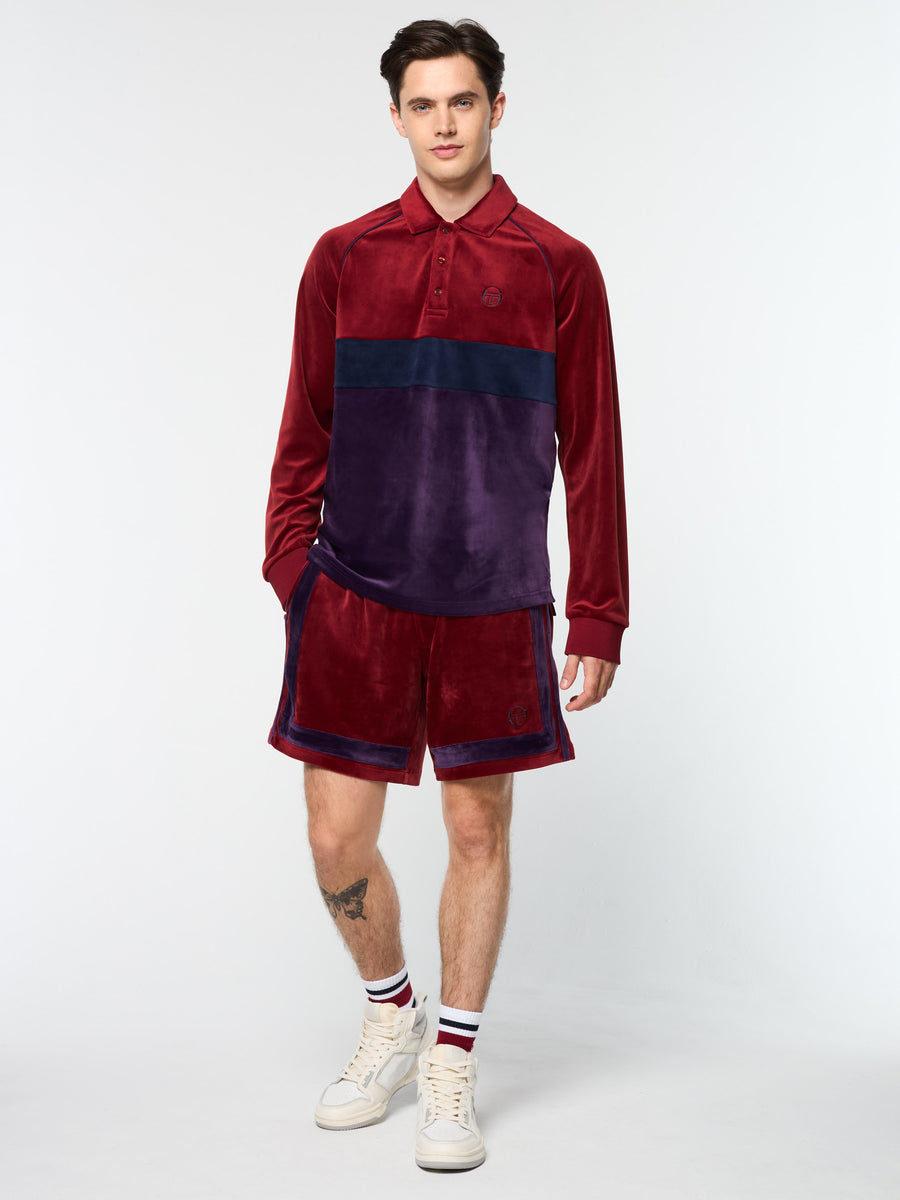 Noci Velour Long Sleeve Polo- Sun Dried Tomato