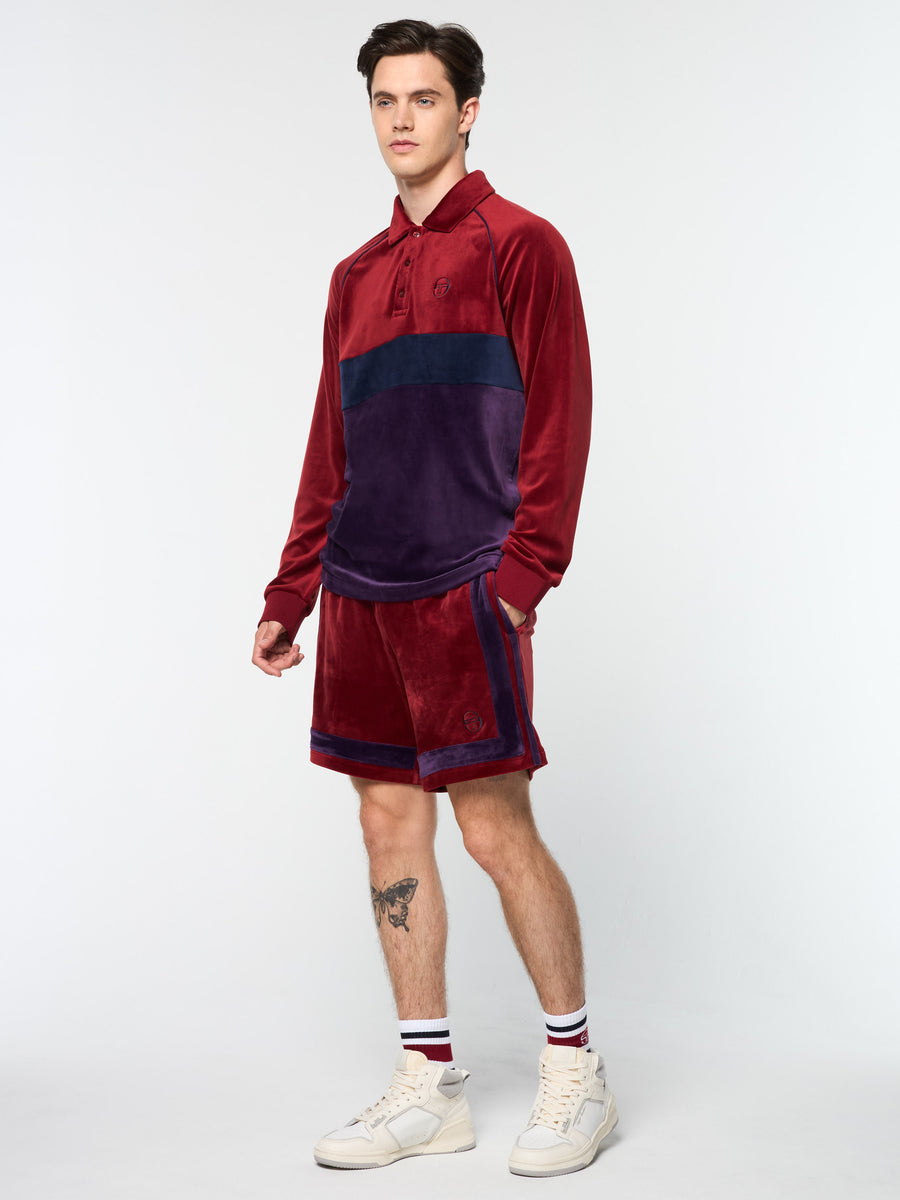 Noci Velour Long Sleeve Polo- Sun Dried Tomato