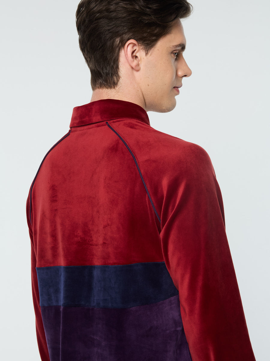 Noci Velour Long Sleeve Polo- Sun Dried Tomato