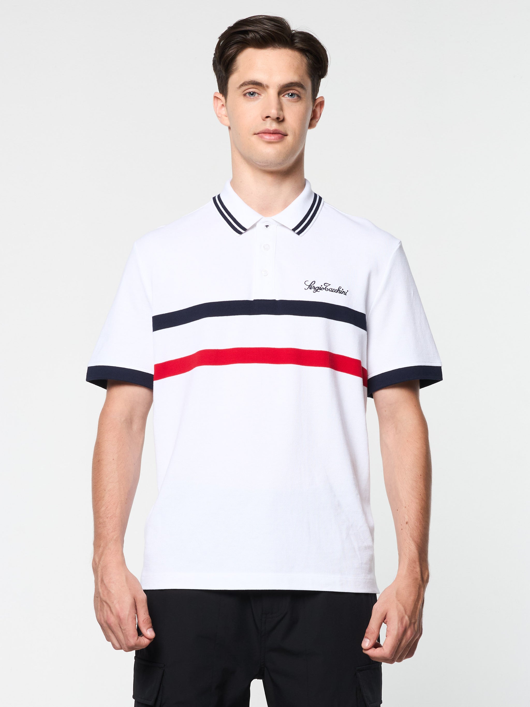 Vieste Stripe Polo Brilliant White Sergio Tacchini