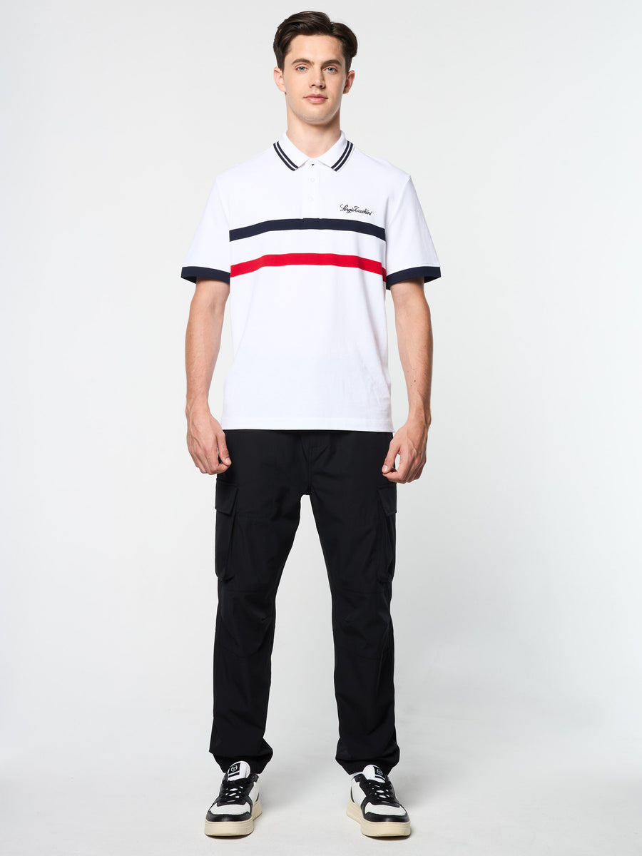 Vieste Stripe Polo- Brilliant White