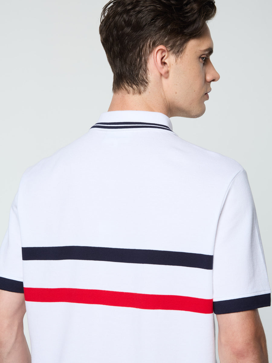 Vieste Stripe Polo- Brilliant White