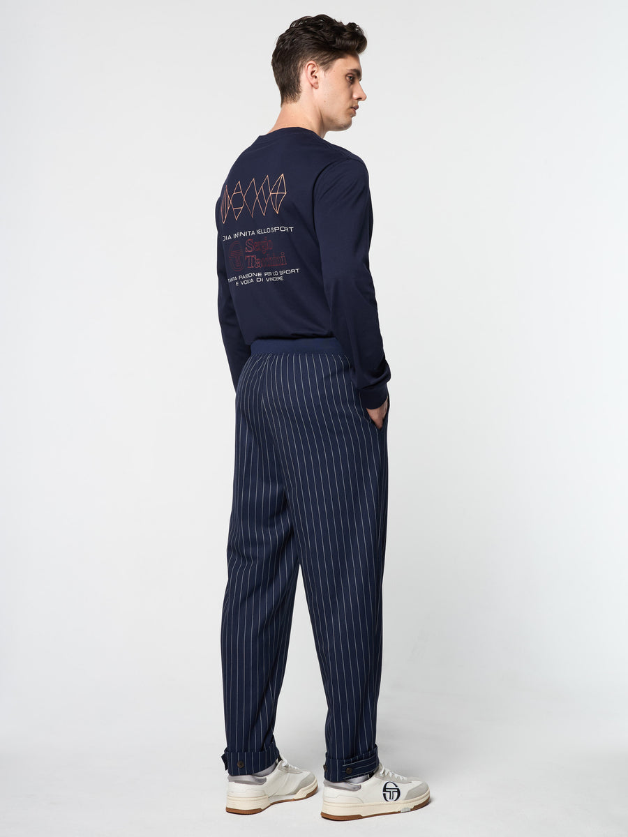 Gessato Suiting Track Pant- Maritime Blue