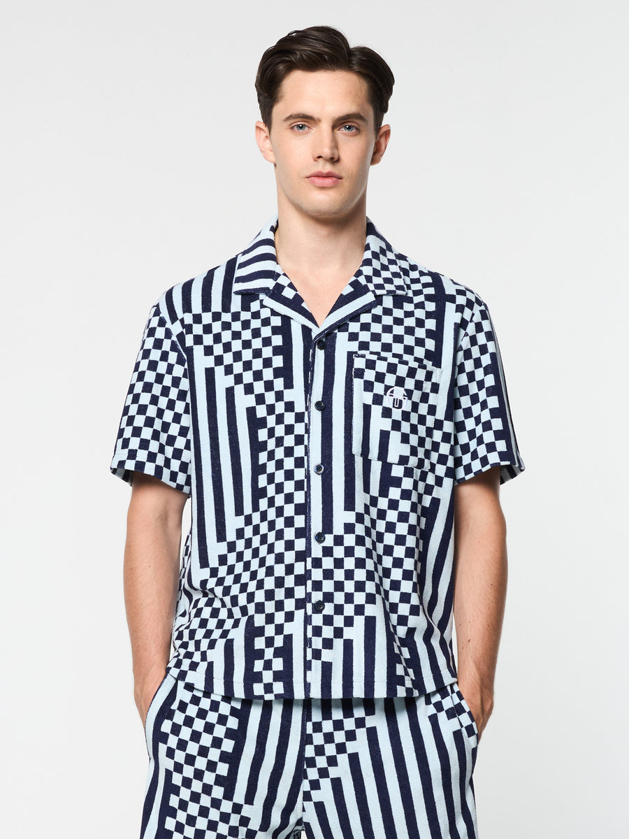 Piastrella Terry Cabana Shirt- Maritime Blue