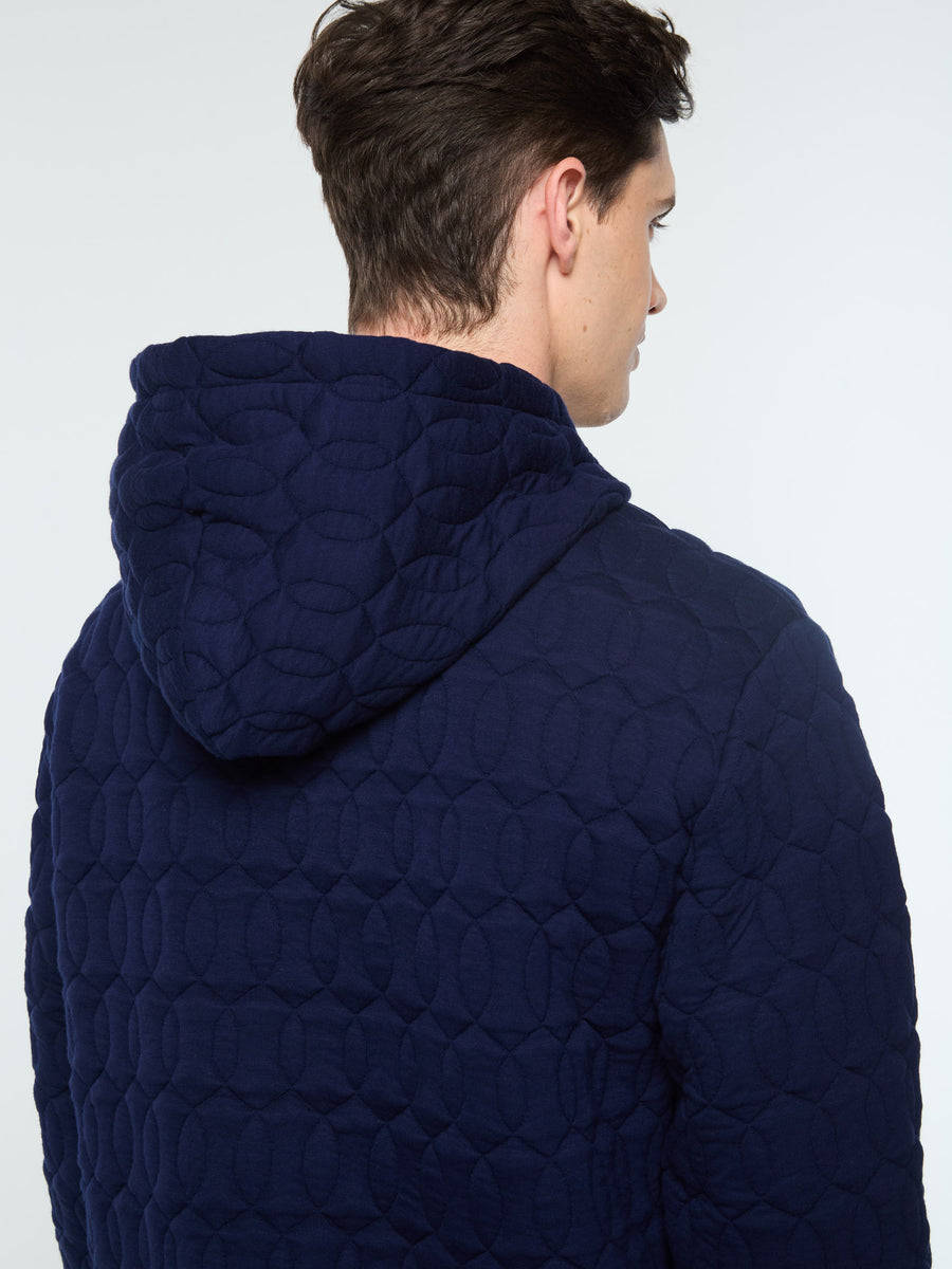 Aversa Quilted Hoodie- Maritime Blue