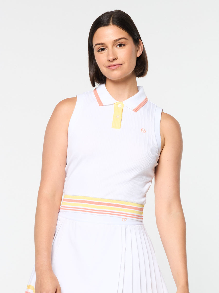 Noale Cropped Tennis Polo- Brilliant White