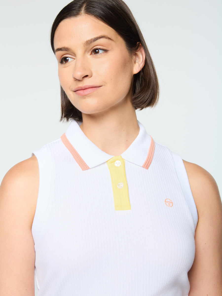 Noale Cropped Tennis Polo- Brilliant White