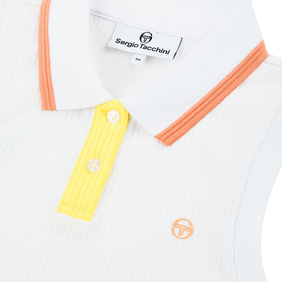 Noale Cropped Tennis Polo- Brilliant White