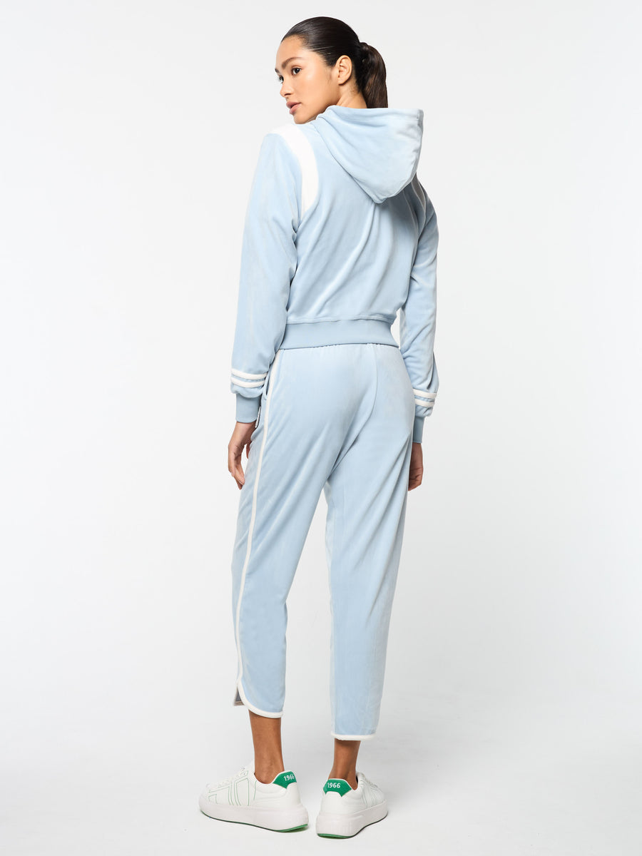 Veneto Velour Zip-Up Hoodie- Celestial Blue