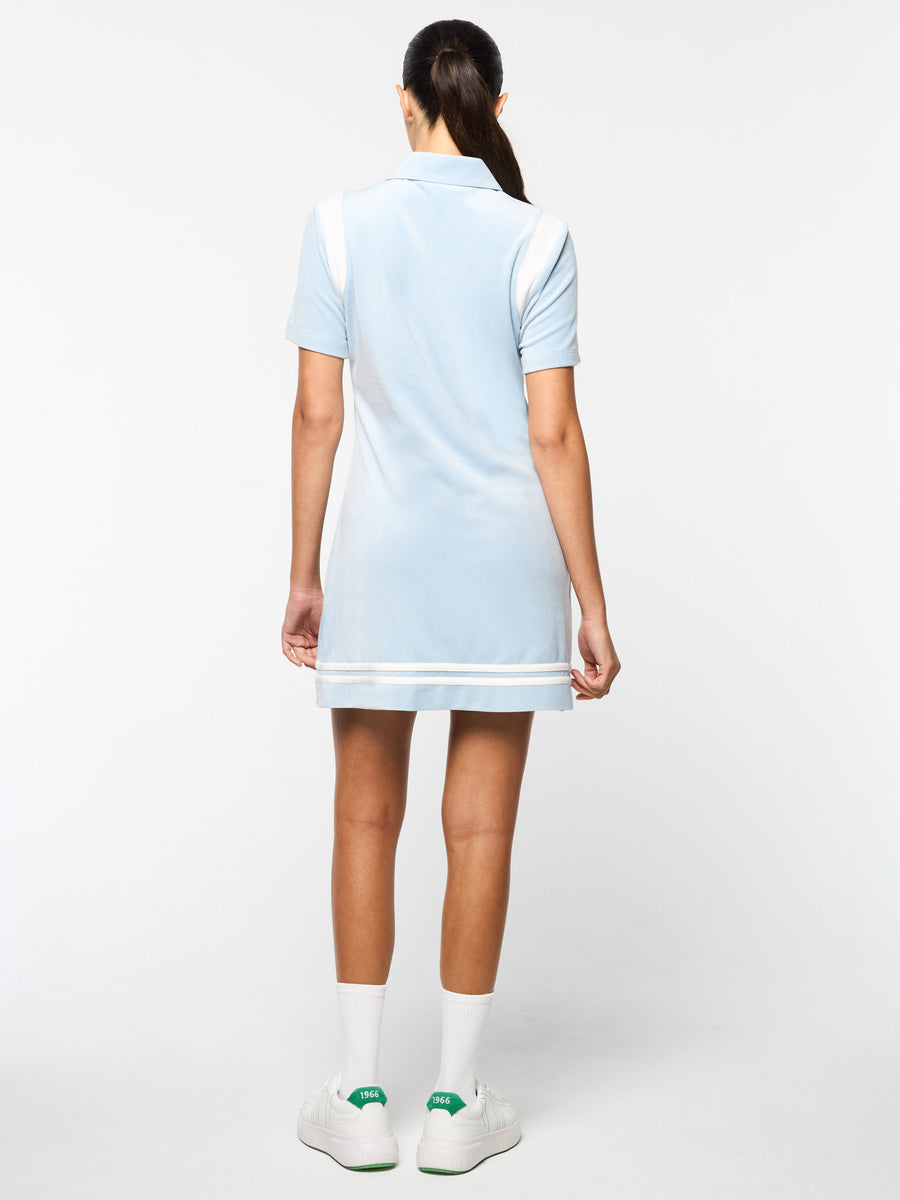 Veneto Velour Polo Mini Dress- Celestial Blue