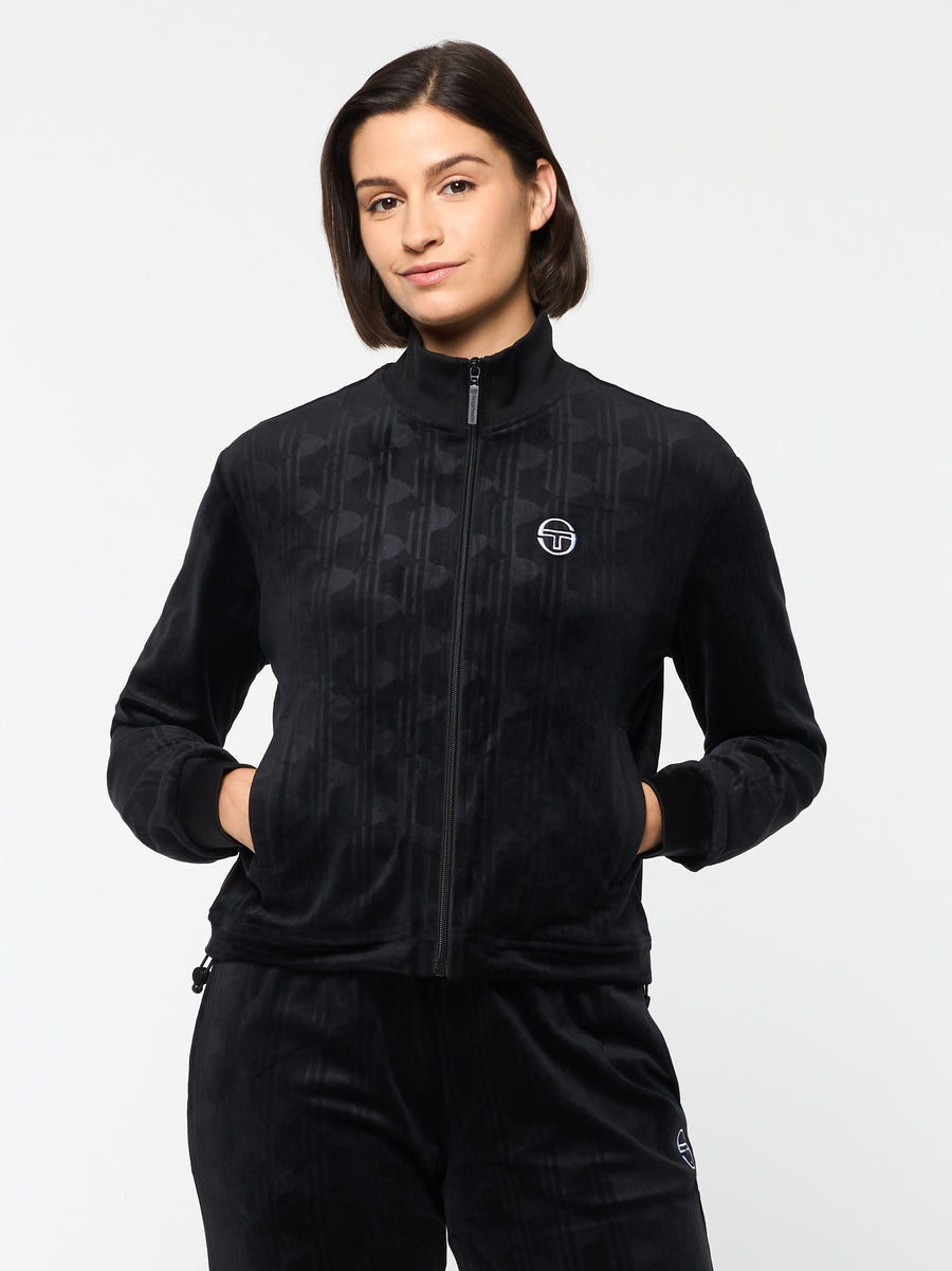 Gabrisa Velour Track Jacket- Black Beauty