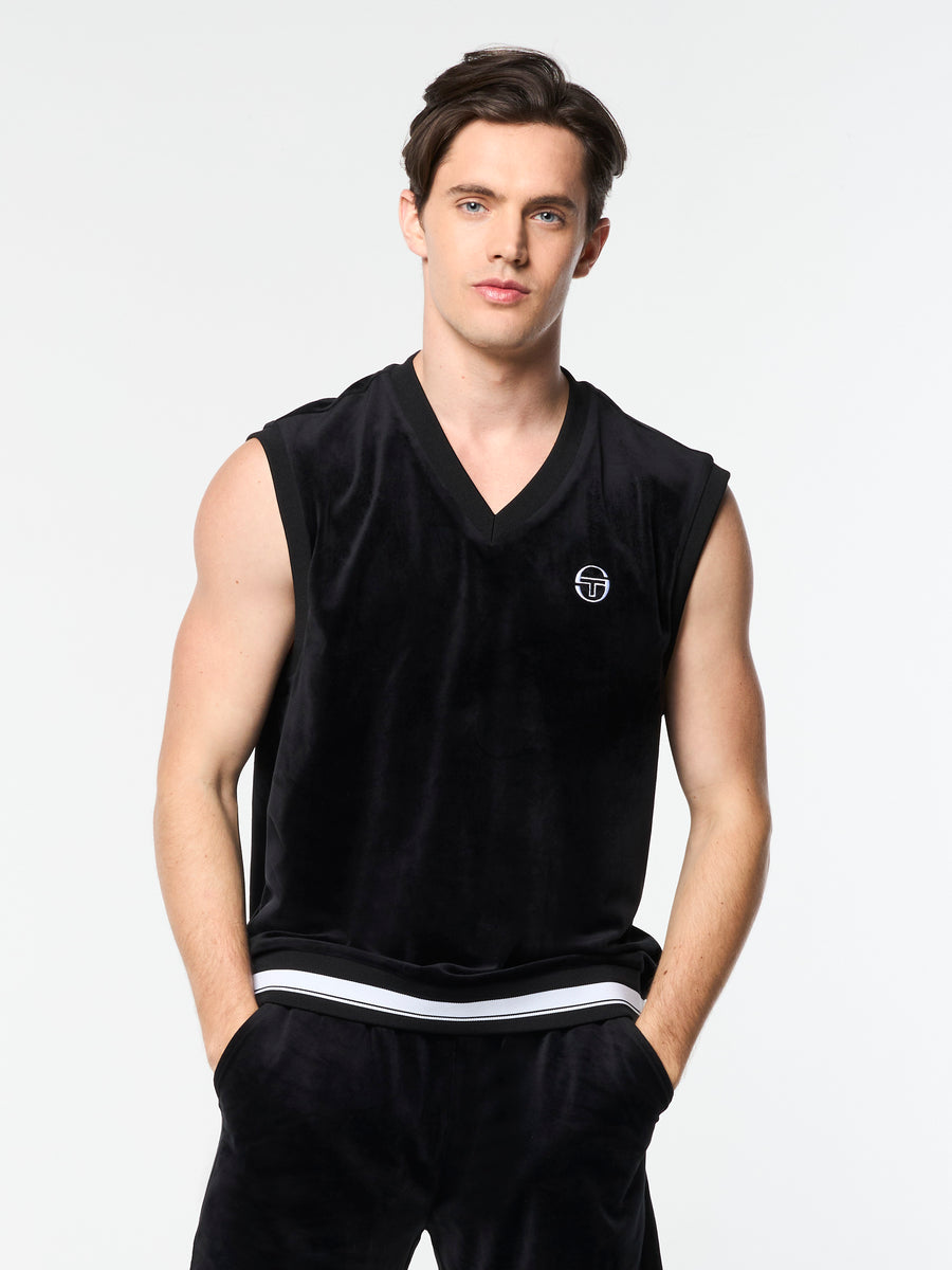 Renzo Velour Vest- Black Beauty