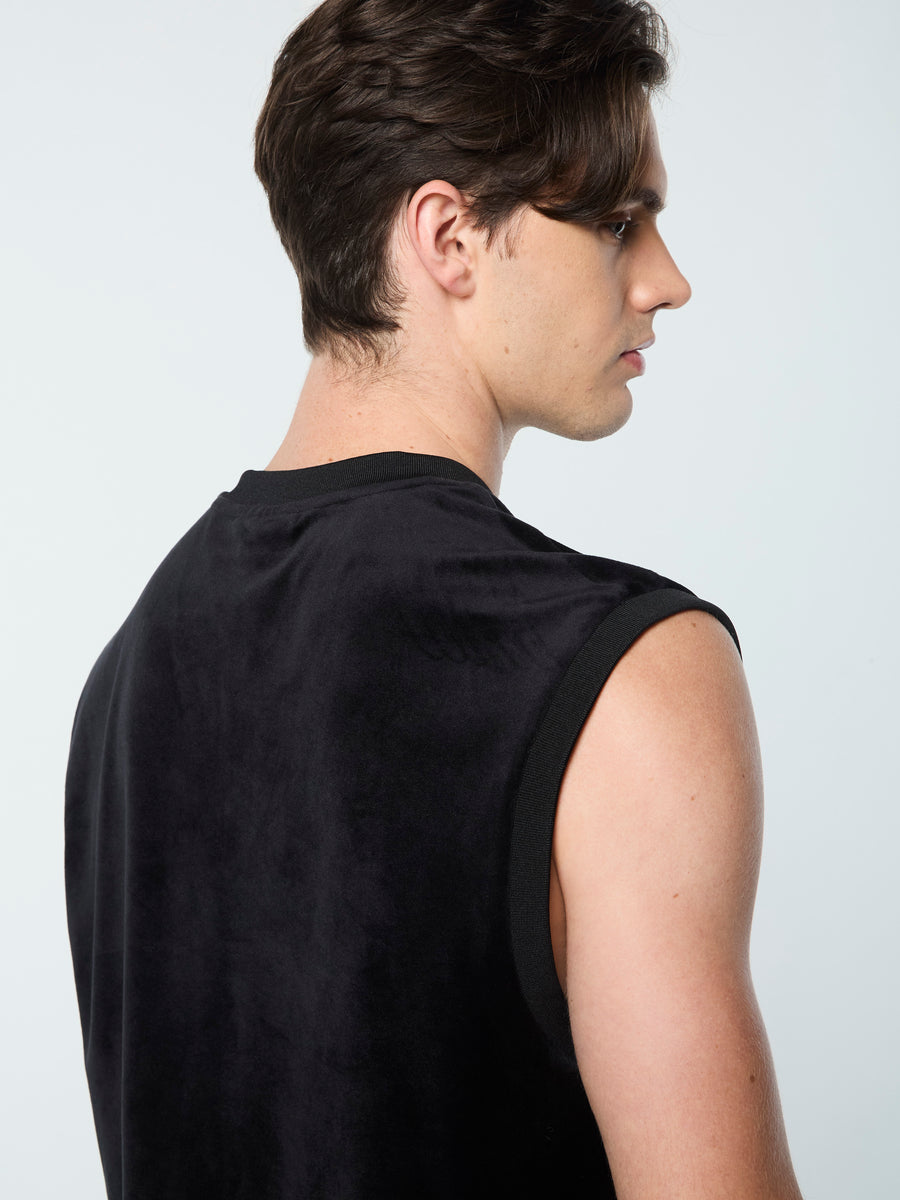 Renzo Velour Vest- Black Beauty