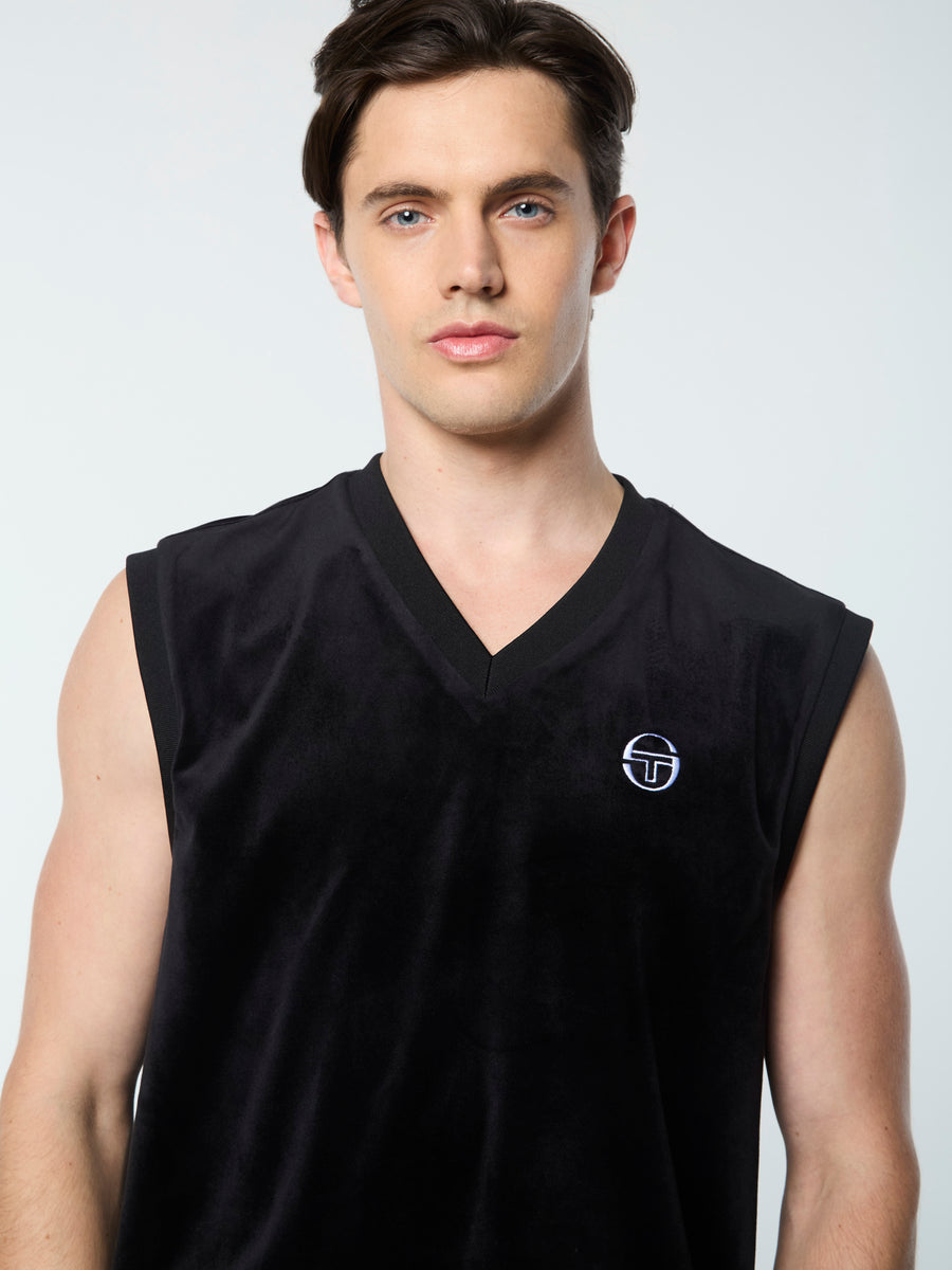 Renzo Velour Vest- Black Beauty