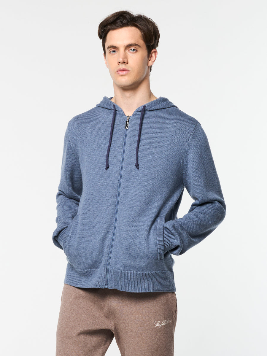 Fausto Knit Hoodie- Faded Denim