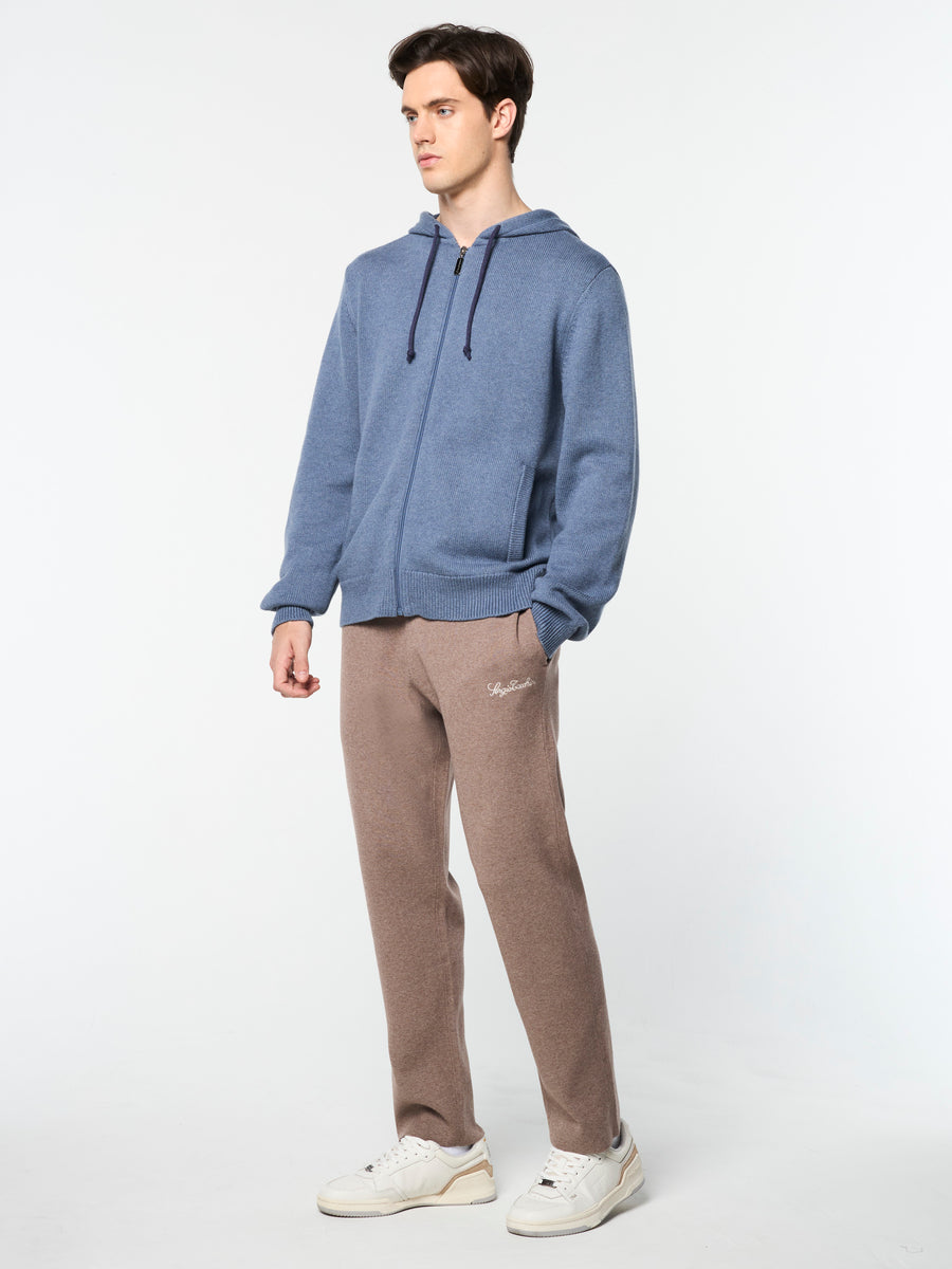 Fausto Knit Hoodie- Faded Denim