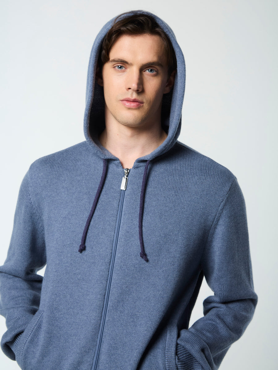 Fausto Knit Hoodie- Faded Denim