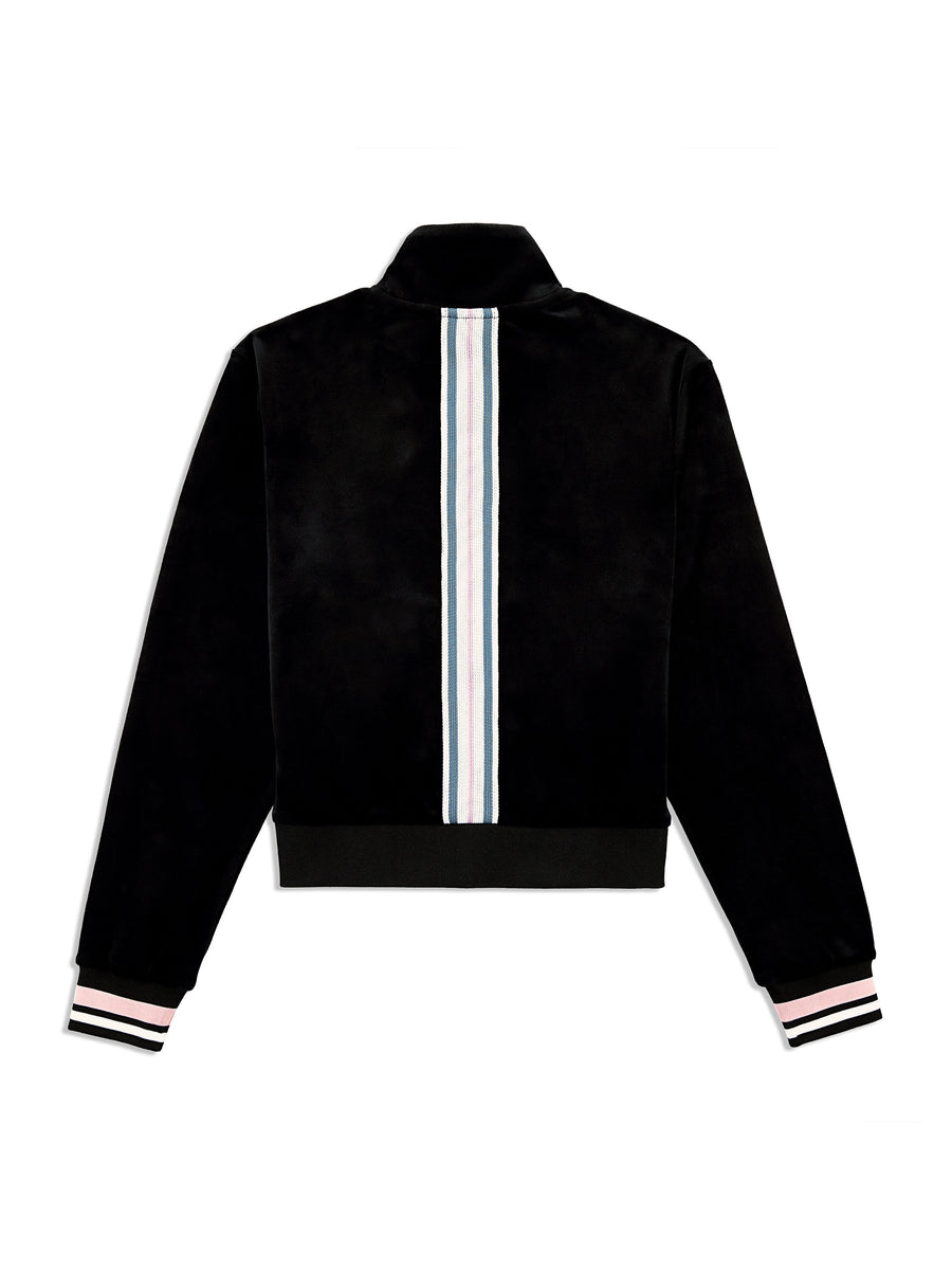 Adele Velour Track Jacket- Black Beauty