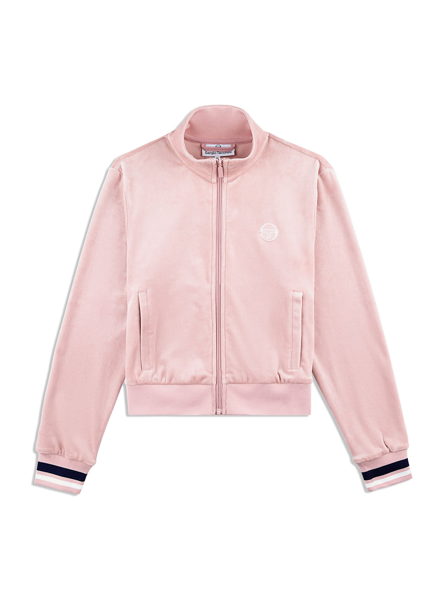 Adele Velour Track Jacket- Pale Mauve