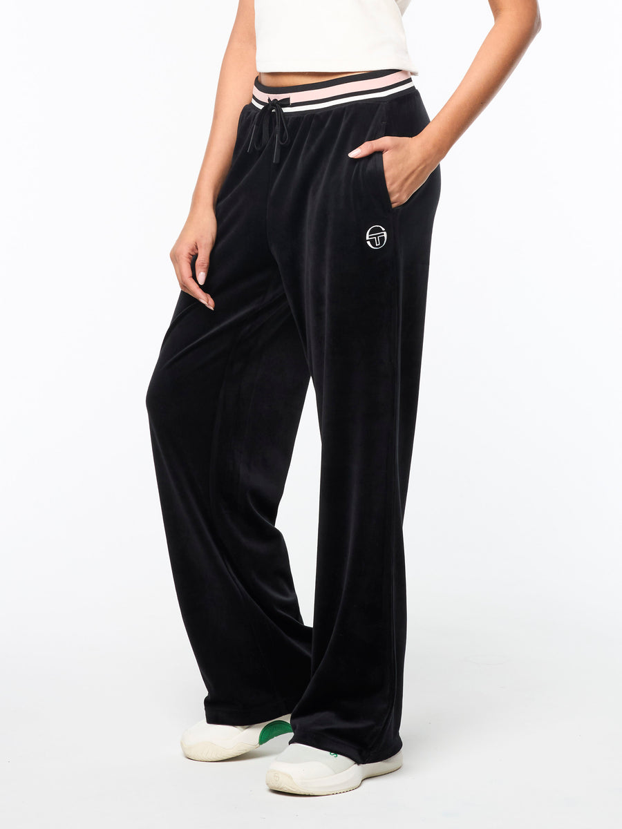 Adele Velour Track Pant-Black Beauty