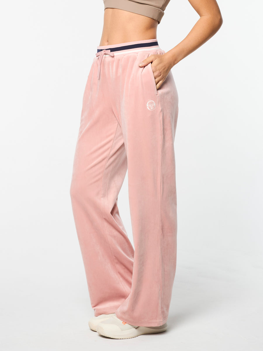 Adele Velour Track Pant- Pale Mauve