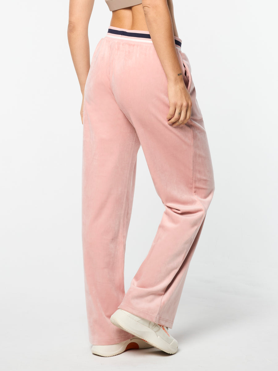 Adele Velour Track Pant- Pale Mauve