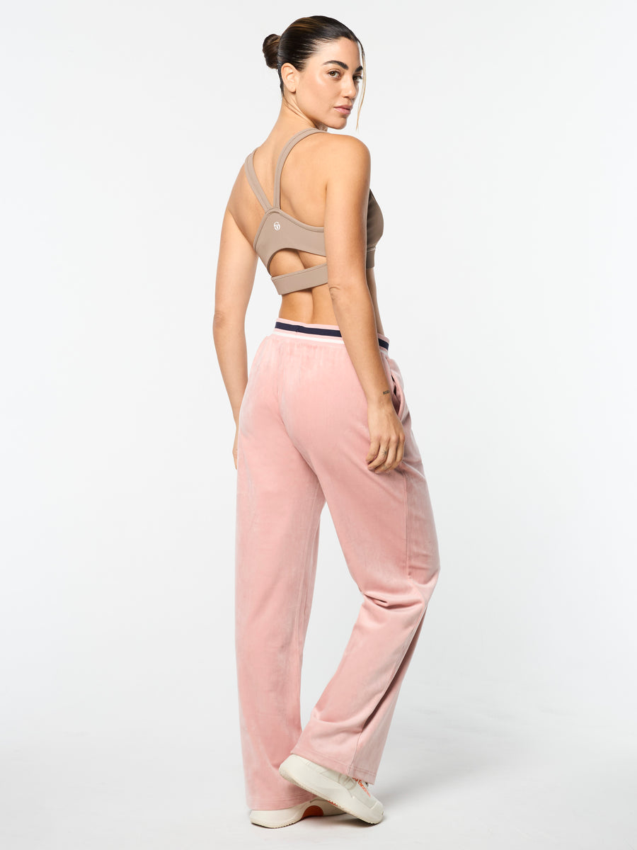 Adele Velour Track Pant- Pale Mauve