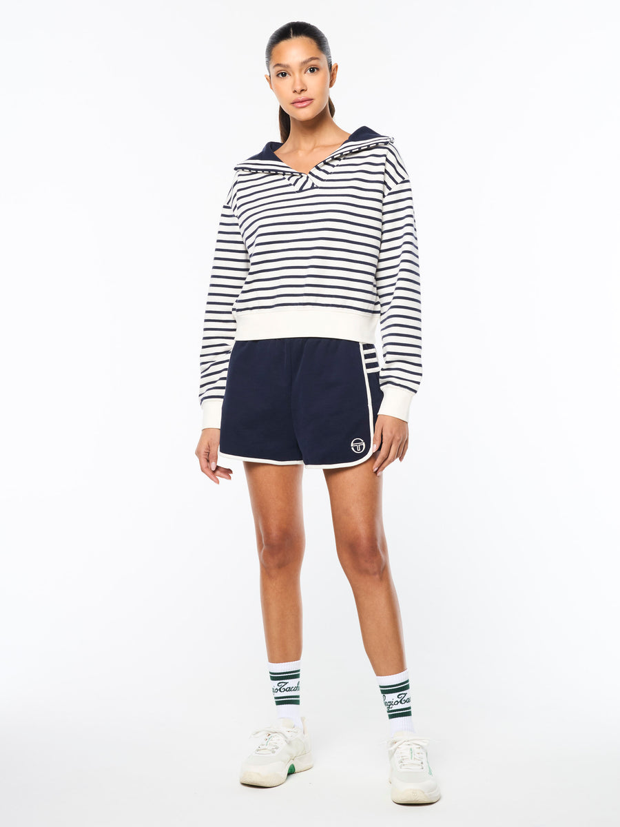 Marina Sailor Collar Sweatshirt- Gardenia