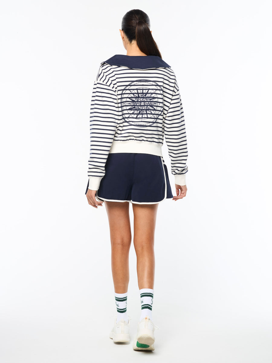 Marina Sailor Collar Sweatshirt- Gardenia