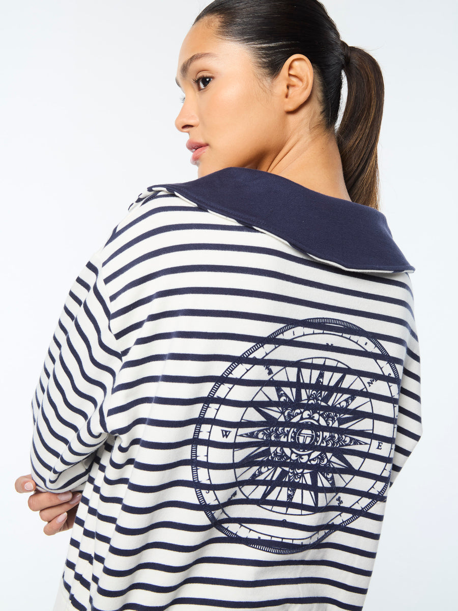 Marina Sailor Collar Sweatshirt- Gardenia