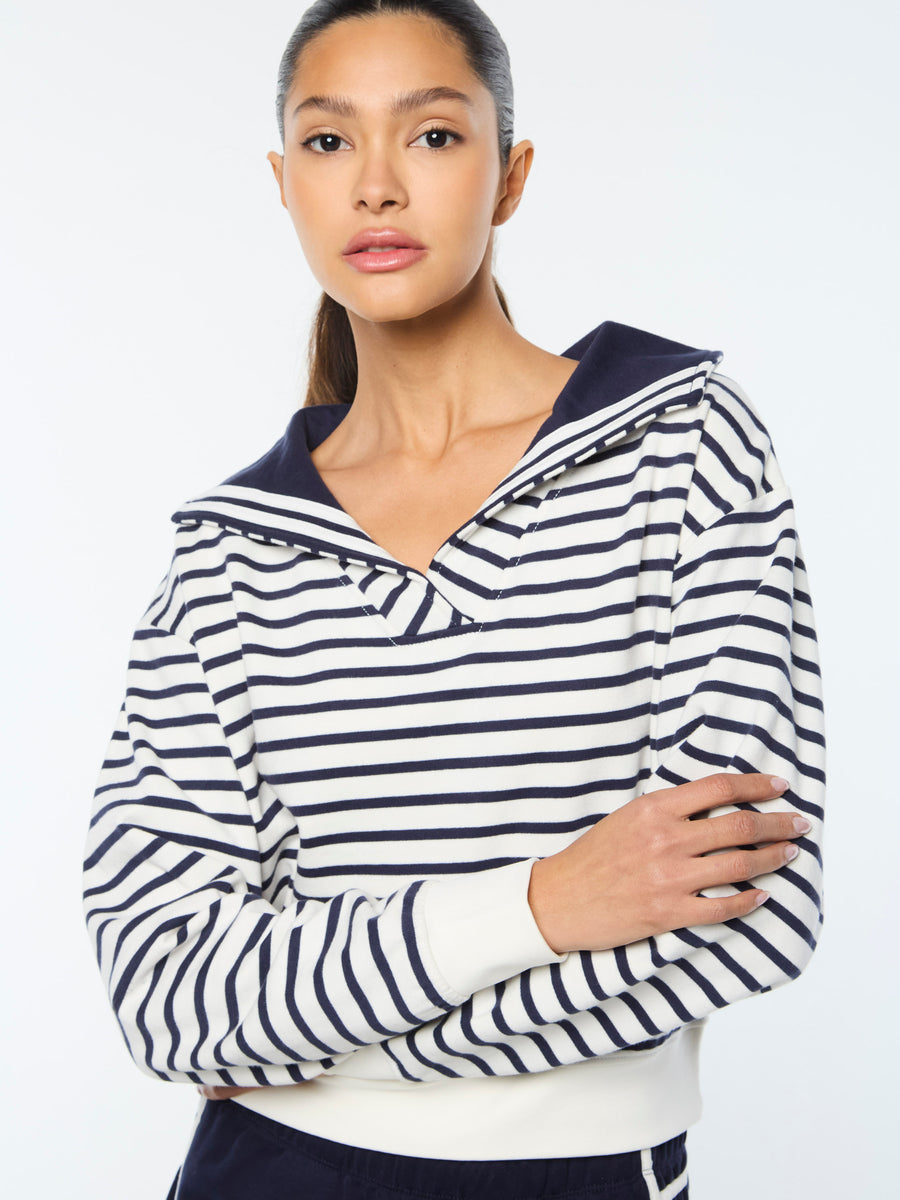 Marina Sailor Collar Sweatshirt- Gardenia