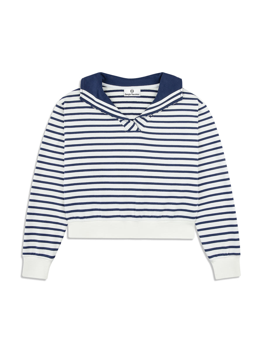 Marina Sailor Collar Sweatshirt- Gardenia